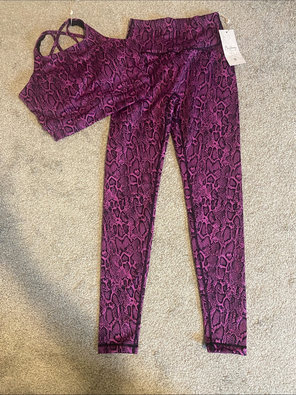 BuffBunny Purple & Black Snake Print Active Set